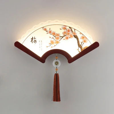 applique murale en bois éventail style rétro japonais à LED - vue 14 sur 18