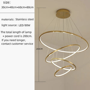 lustre nordique cercle doré éclairage intérieur décoratif