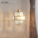 Pendelleuchte aus goldenem Kristall im modernen Loft-Design Luxus
