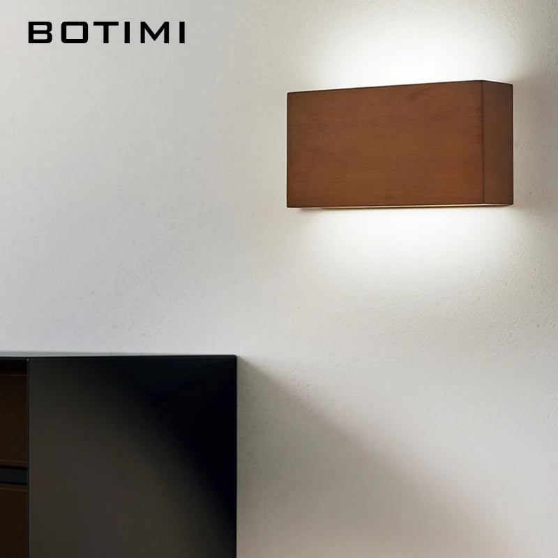 Applique murale LED en bois naturel marron