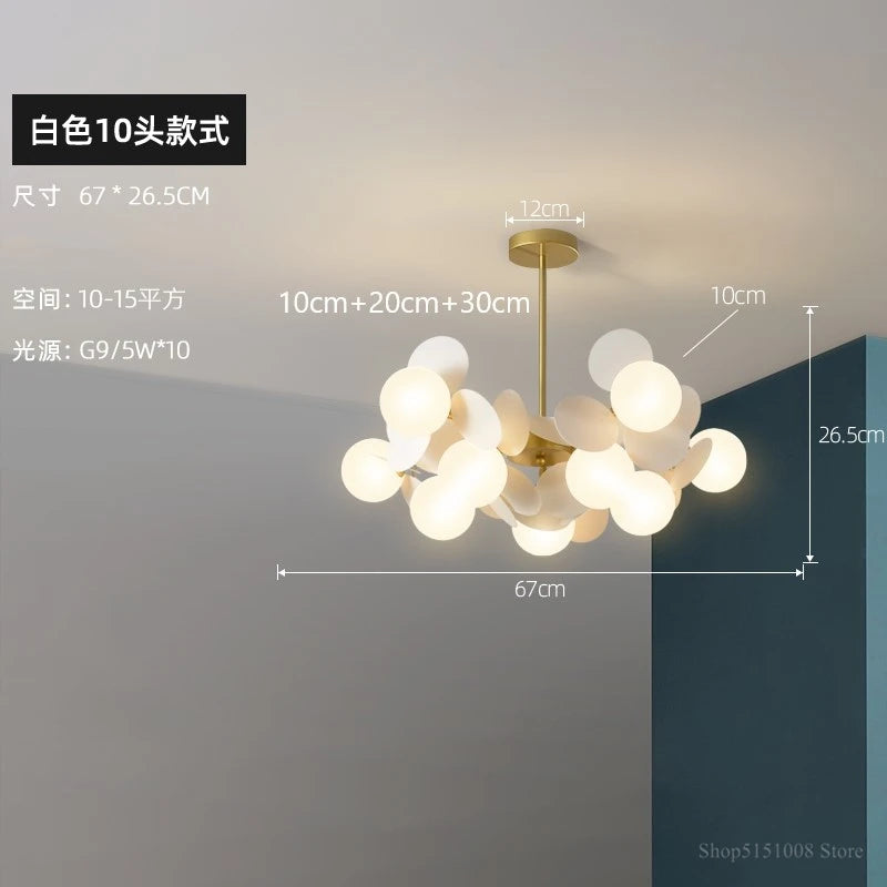 LED-Pendelleuchte im nordischen Design mit dekorativen Blumen aus Acryl - vue 22 sur 24