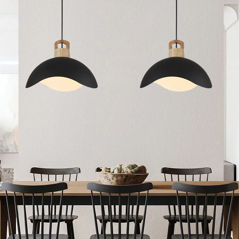 suspension moderne nordique en bois et aluminium éclairage décoratif - vue 5 sur 24
