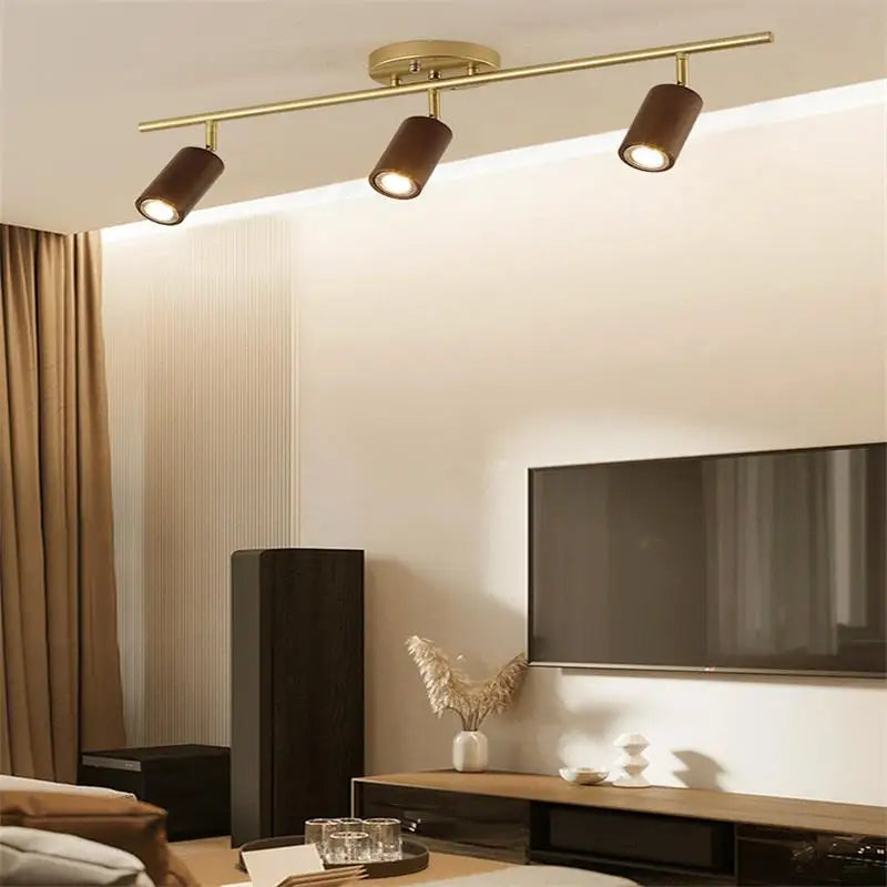lampe led en bois moderne montée en surface avec plusieurs têtes - vue 4 sur 14
