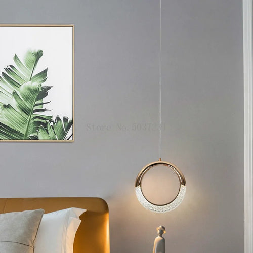 LED-Pendelleuchte aus goldenem Kristall im modernen nordischen Design - vue 4 sur 21