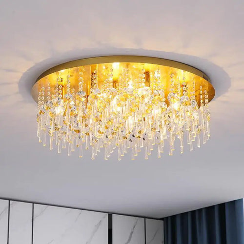 LED-Deckenleuchte rund Kristall Luxus postmoderner europäischer Stil - vue 2 sur 9