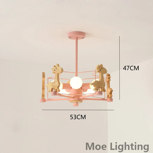 Pendelleuchte Giraffe aus Holz mit LED für Kinder - vue 8 sur 12