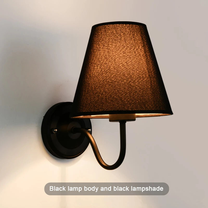 Amerikanische Retro-Wandleuchte aus Stoff mit europäischem LED-Lampenschirm - vue 13 sur 14