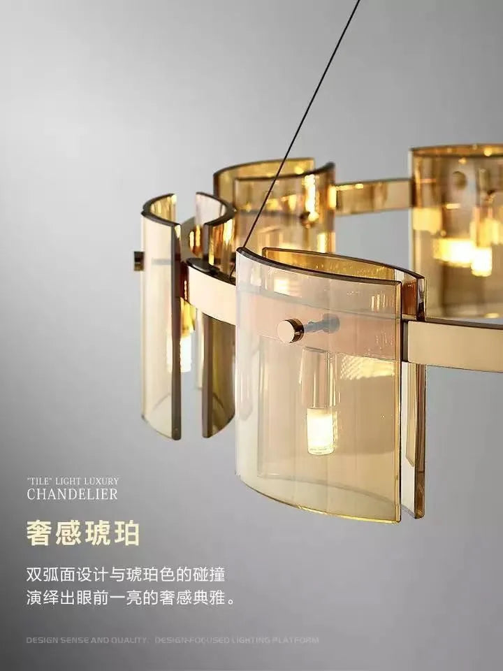 lustre moderne de luxe simple en verre led nordique