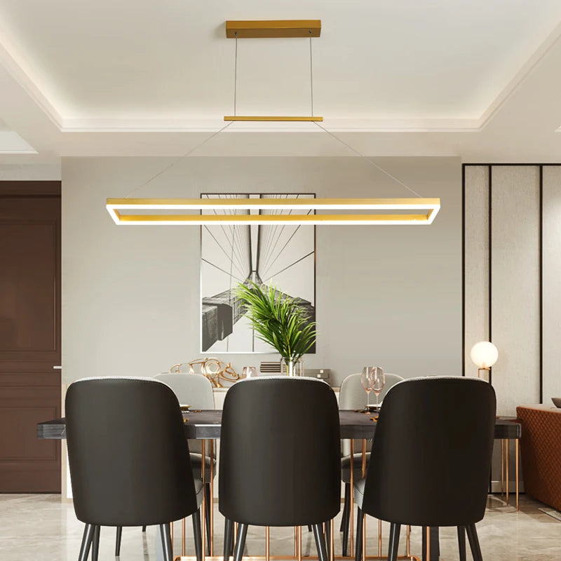 lustre moderne rectangulaire éclairage LED pour restaurant - vue 5 sur 8