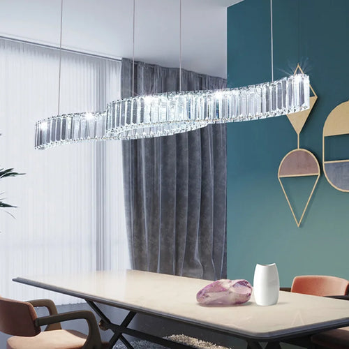 Kronleuchter mit LED-Kristallband modern, schlicht und kreativ - vue 4 sur 8