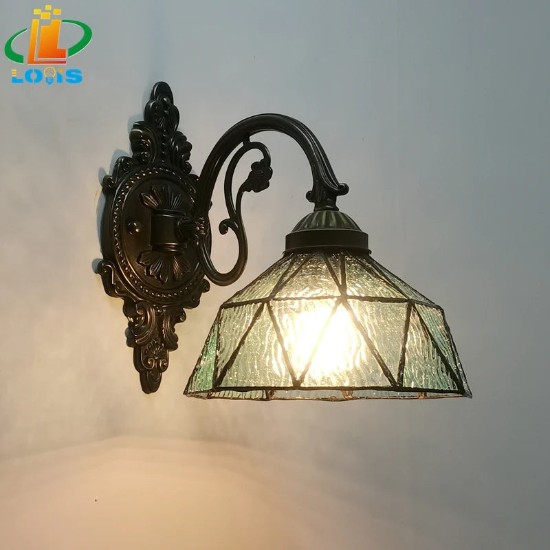 applique murale style tiffany en verre lumineux décoratif - vue 6 sur 6