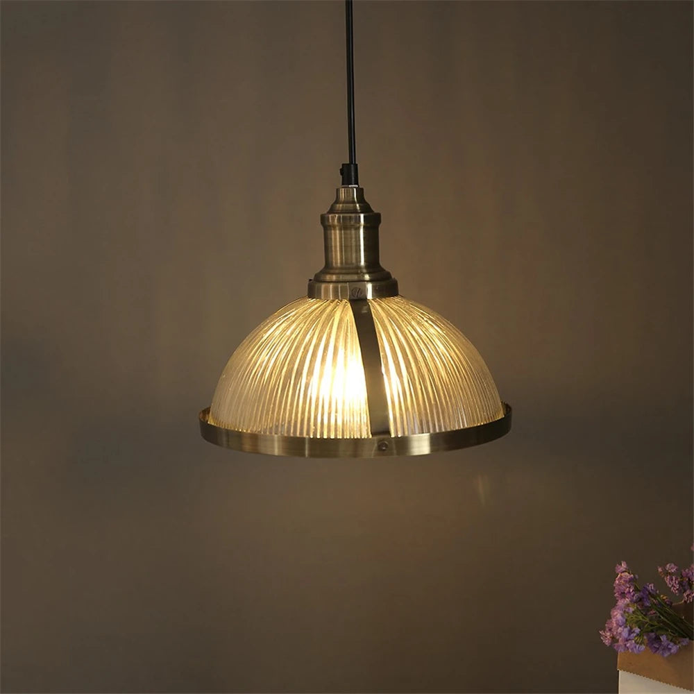 lampe suspendue vintage en verre transparent pour ambiance nostalgique - vue 6 sur 7