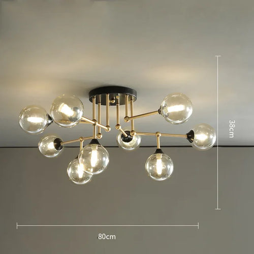 Moderner Kronleuchter aus Glas mit dekorativem Licht und zeitgemäßem Design - vue 12 sur 12