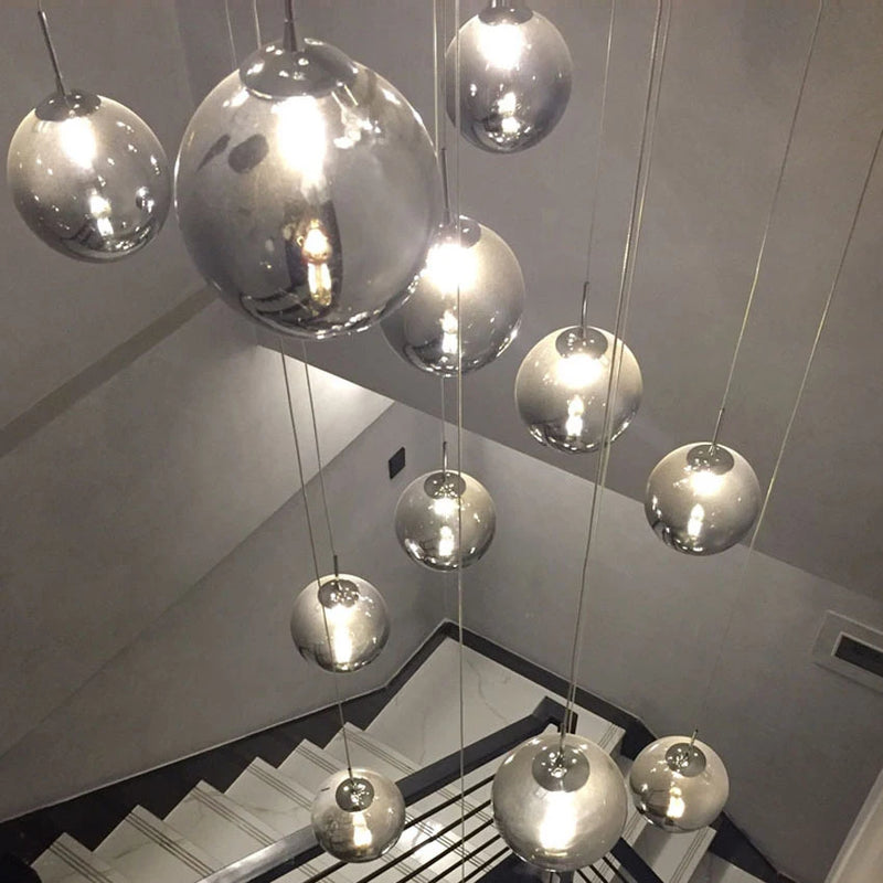 lustre moderne en boule de verre en spirale g4 pour duplex nordique