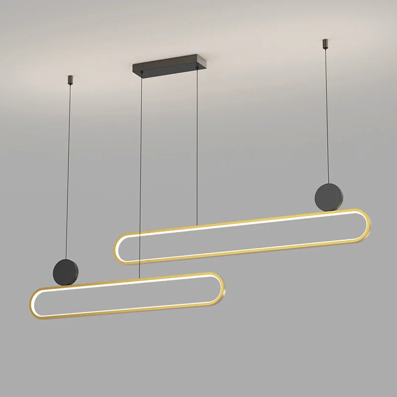 lampe pendante moderne rectangle led lustre suspendu intérieur - vue 3 sur 10