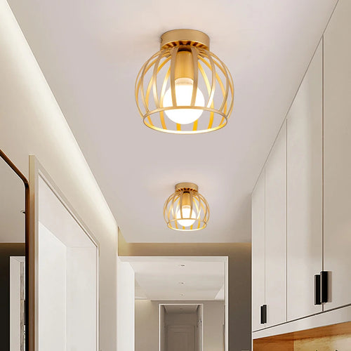 Retro Deckenleuchte Gold Metall LED für Balkon und Flur - vue 2 sur 10