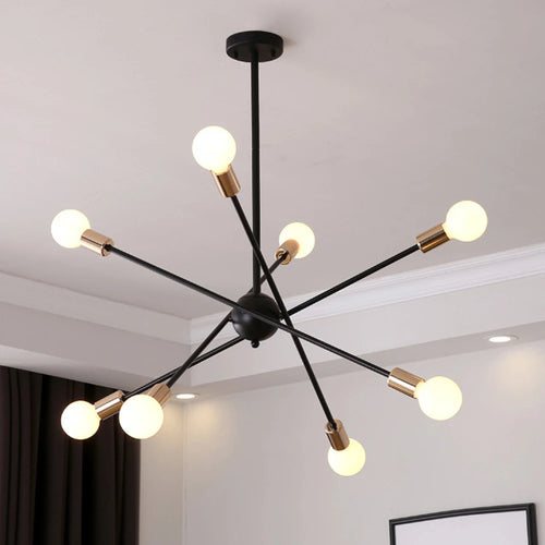 Moderner LED-Kronleuchter im industriellen Sputnik-Design für kreatives Wohnambiente - vue 2 sur 16