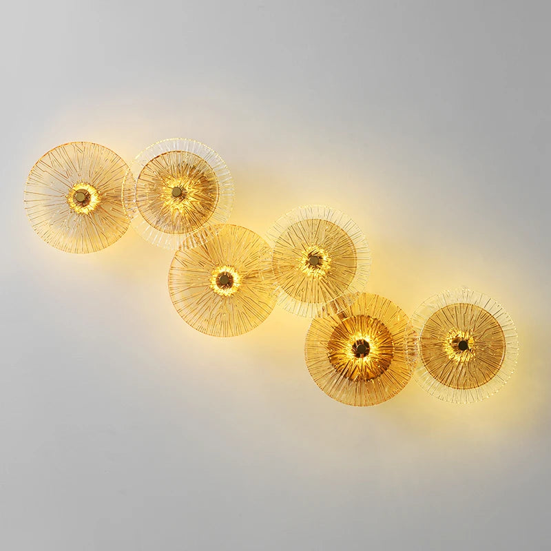 Postmoderne Tischlampe aus Glas und goldenem Eisen Lotus - vue 3 sur 10