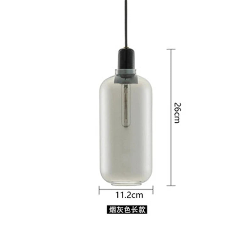 suspension à led en verre et marbre design danois rétro industriel - vue 12 sur 12