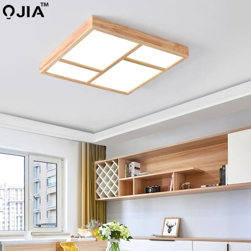 plafonnier led moderne en bois véritable pour intérieur décoratif - vue 6 sur 9