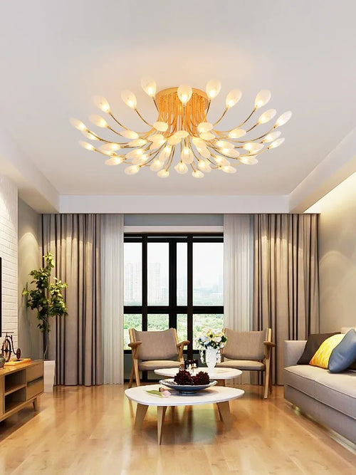 lampe nordique post-moderne luxueuse avec écran ouvert paon led
