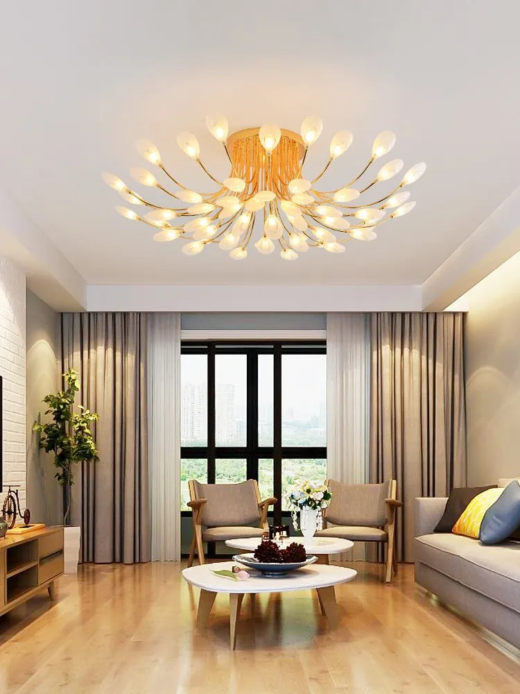 lampe nordique post-moderne luxueuse avec écran ouvert paon led - vue 4 sur 9