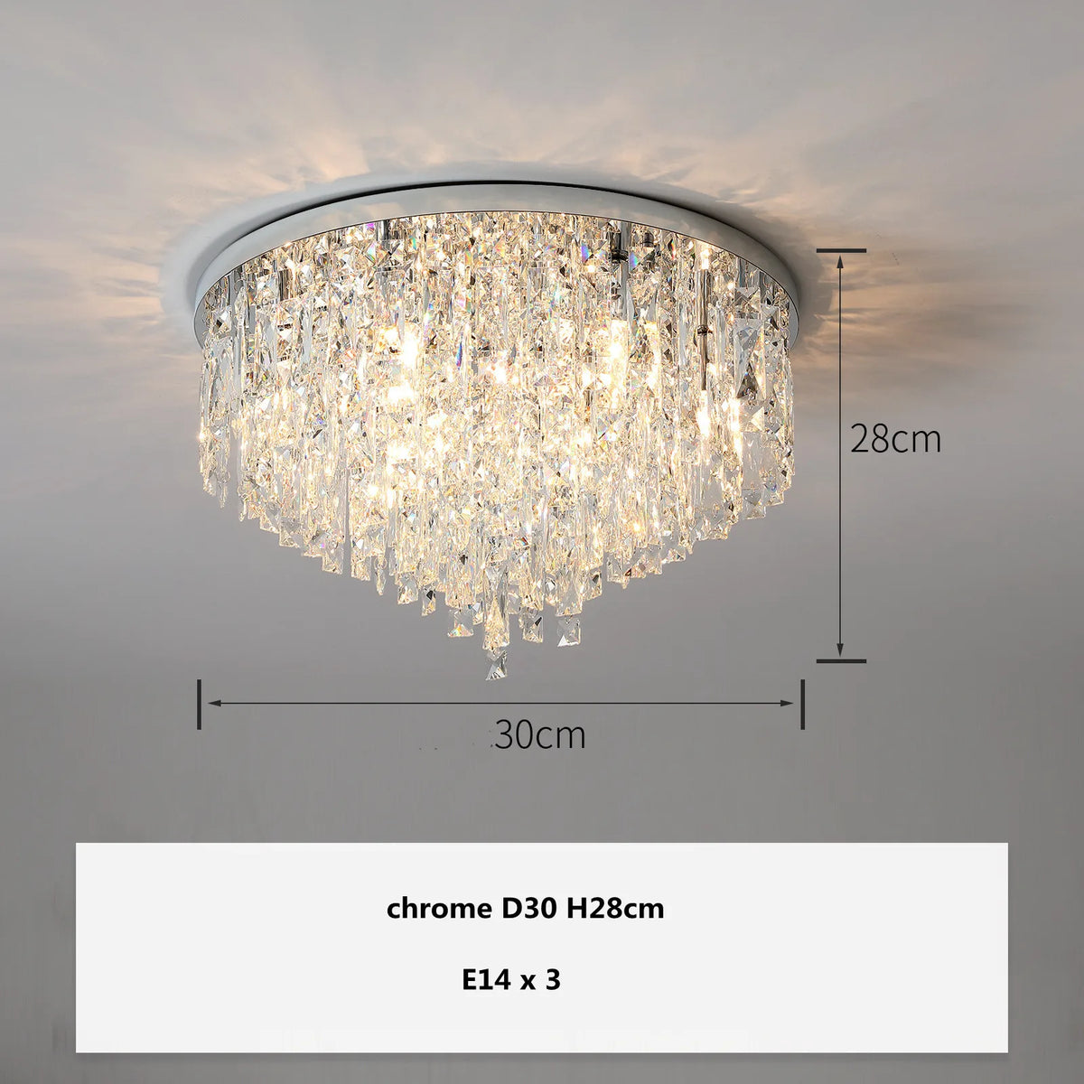 Moderne LED-Deckenleuchte aus Chromstahl mit K9-Kristallen Art déco