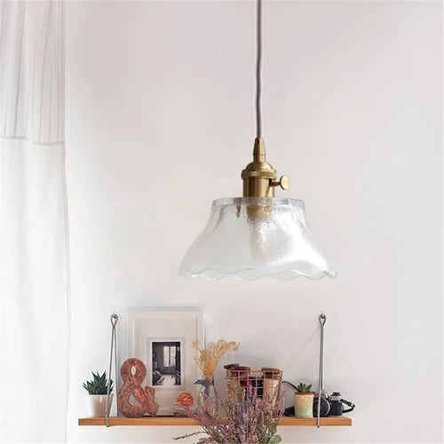 Vintage Loft Pendelleuchte aus Messing und Glas für stilvolle Wohnraumdekoration - vue 5 sur 6