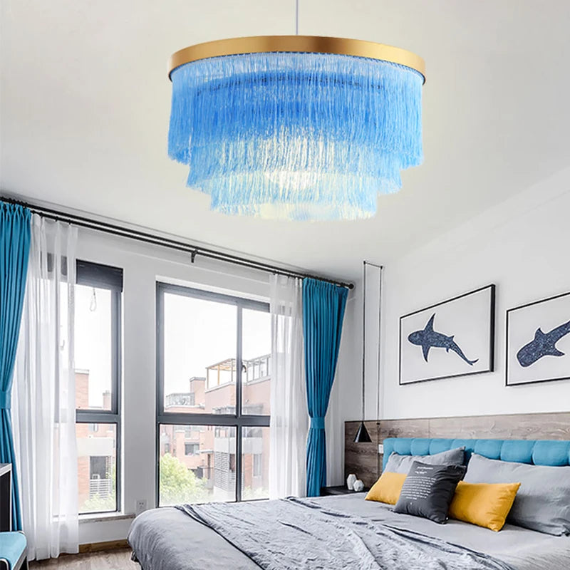 lustre romantique en fil de coton pour décoration intérieure - vue 4 sur 10