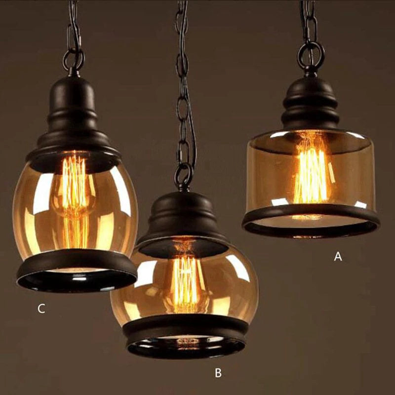 suspension vintage en verre pour style industriel bar restaurant café - vue 5 sur 9