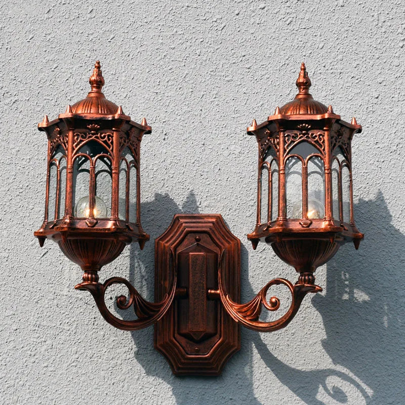 applique murale extérieure à double tête style européen rétro étanche - vue 4 sur 8