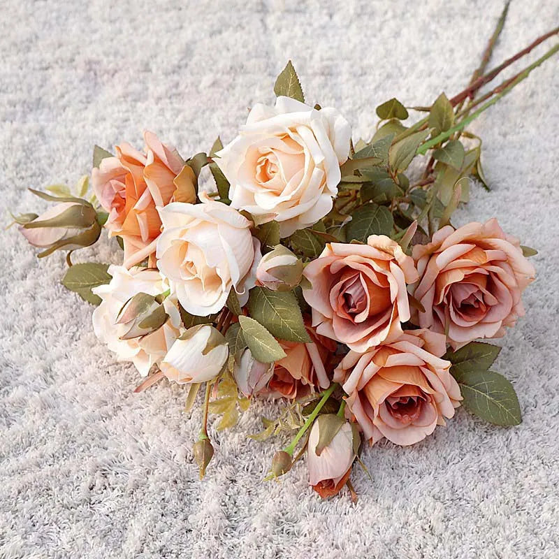 nouvelle décoration dautomne roses bouclées fleurs artificielles luxe - vue 4 sur 10