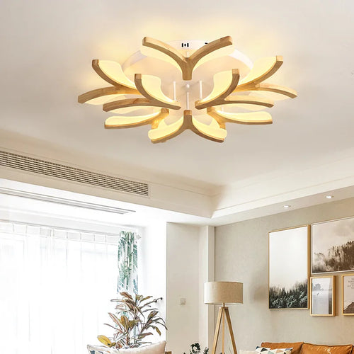 LED-Deckenleuchte nordisch aus Massivholz einfach modern - vue 2 sur 10