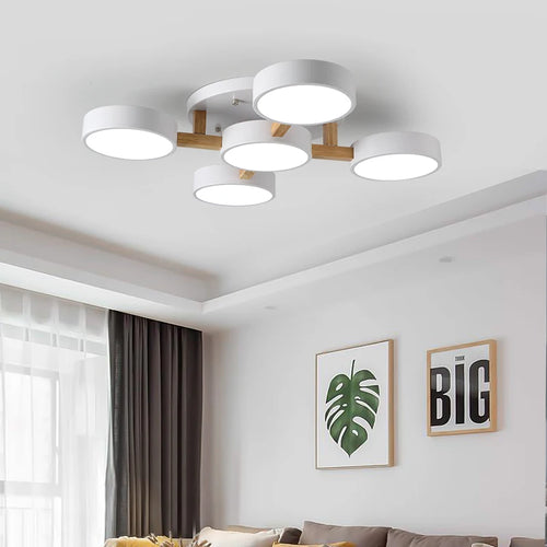 LED-Deckenleuchte modernes Design aus Acryl und Holz Molekularform - vue 4 sur 11