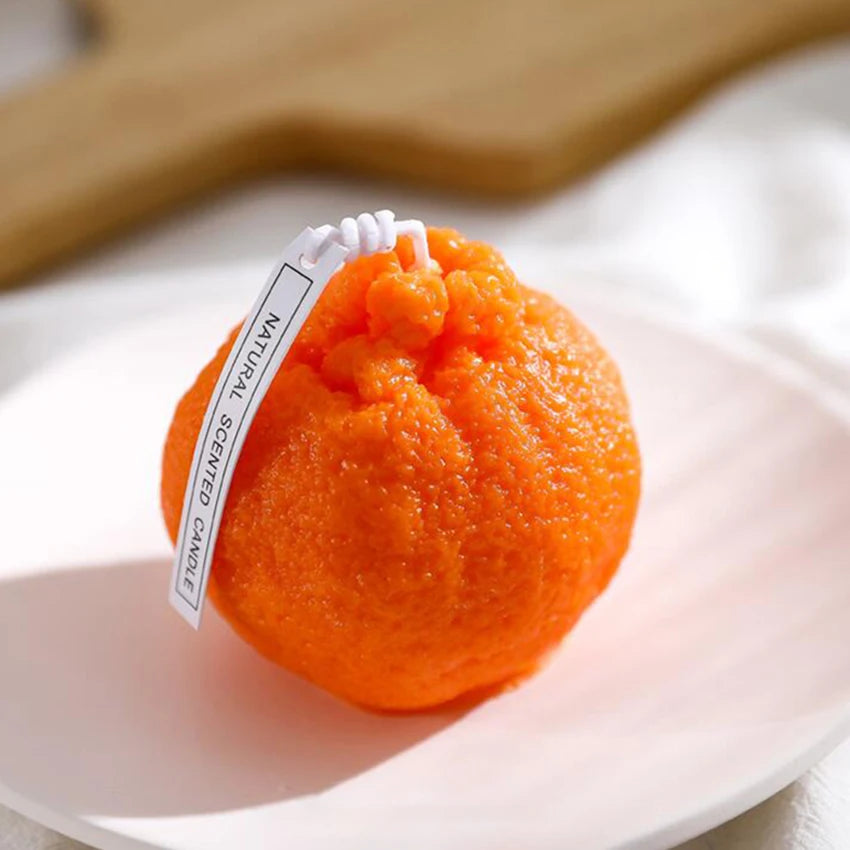 1Pc Soy Wax Candles Creative Orange Lemon Cheese Scented Candle, Home Table Dinner Decoration Aromatherapy Candle, Photo Props