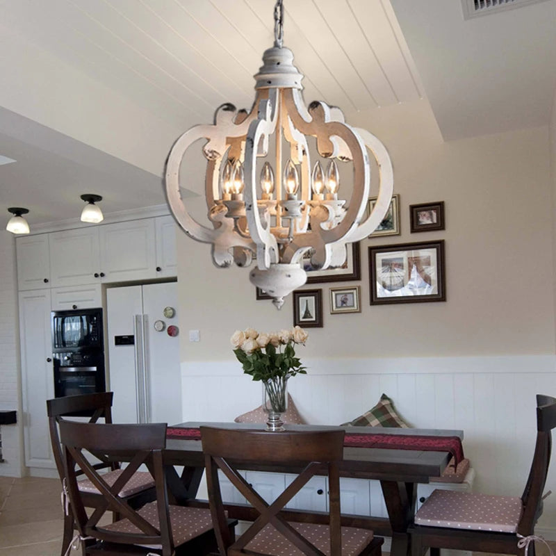 lustre vintage en bois pour ferme et loft rétro