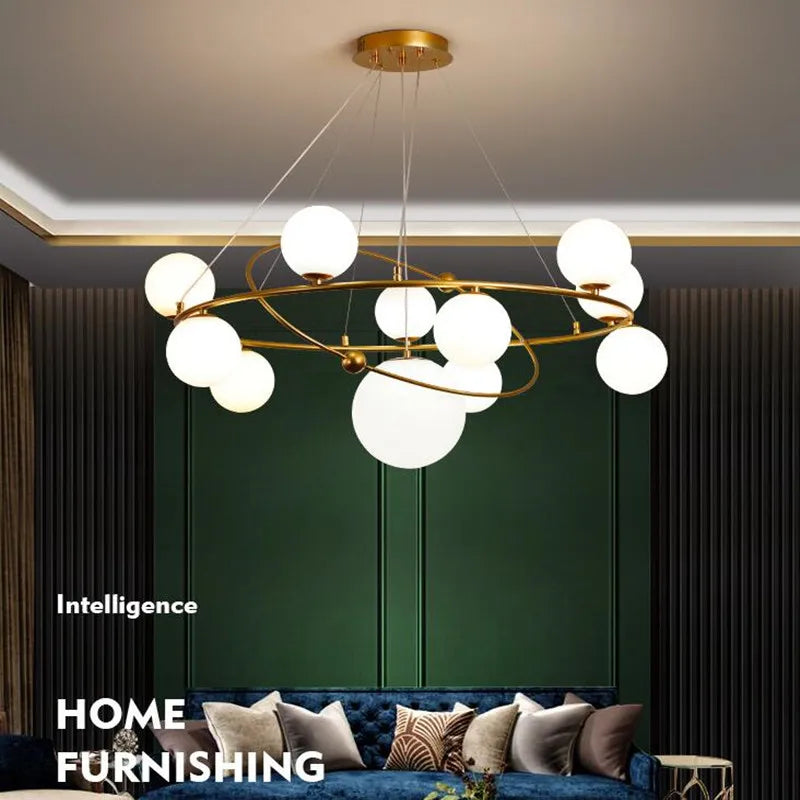 suspension LED nordique lustre en verre décoratif pour intérieur - vue 4 sur 10