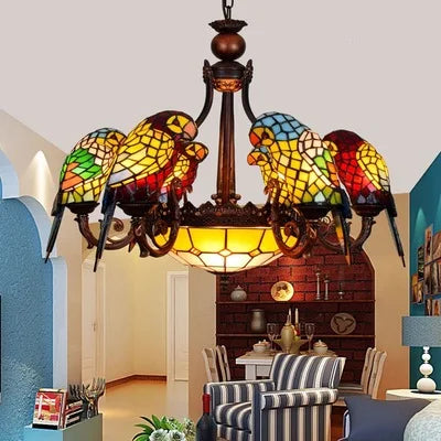 Design-Wandleuchte aus farbigem Glas mit Papageienmotiv - vue 9 sur 20