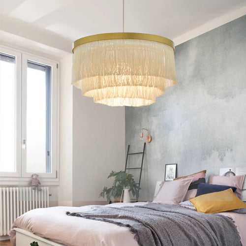 lustre romantique en fil de coton pour décoration intérieure - vue 4 sur 10