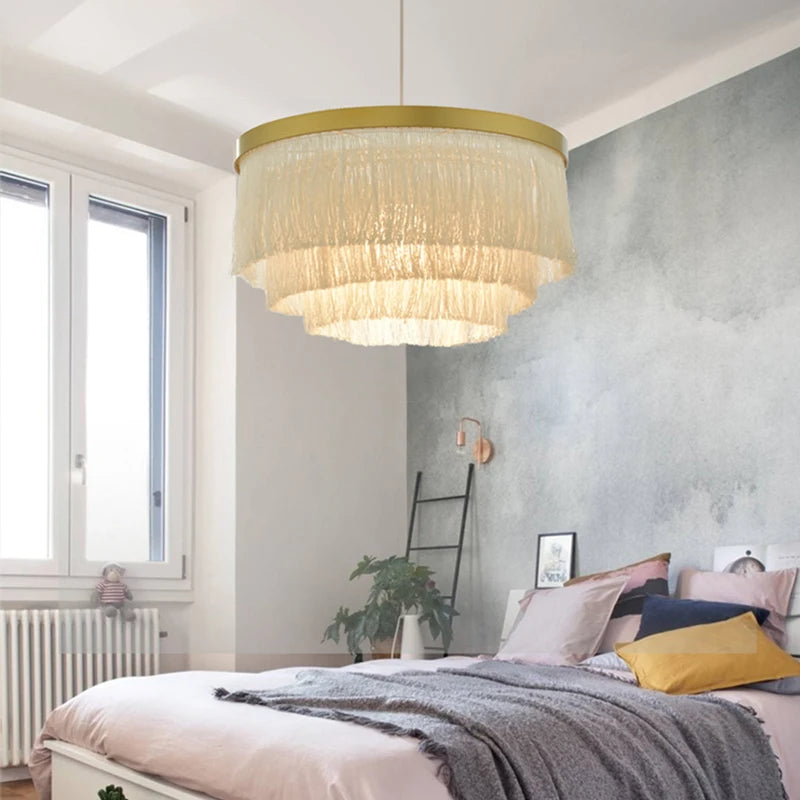 lustre romantique en fil de coton pour décoration intérieure - vue 3 sur 10