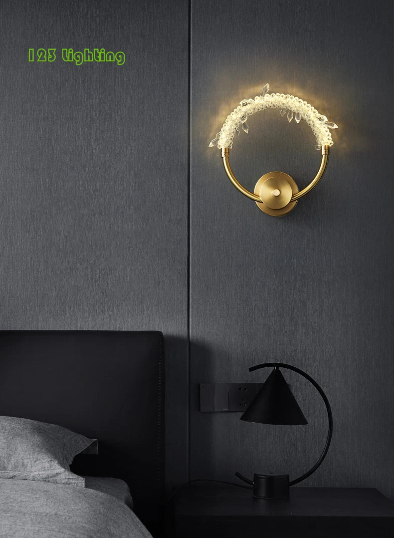 applique murale led cristal et cuivre décorative pour intérieur - vue 3 sur 6