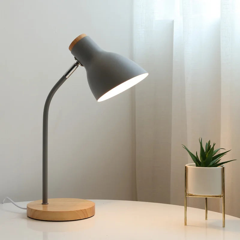 lampe de table led en bois et fer art nordique protection des yeux - vue 4 sur 12