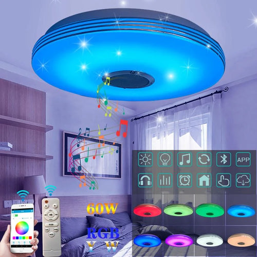 plafonnier led rond bluetooth musique rgb avec télécommande et app - vue 3 sur 7