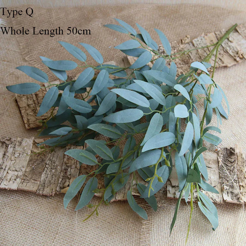 branche d'arbre d'eucalyptus feuilles rondes décoration rétro en faux feuillage - vue 5 sur 10