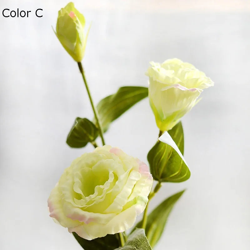 fleurs artificielles en gros décoration mariage eustoma soie 3 branches - vue 4 sur 11