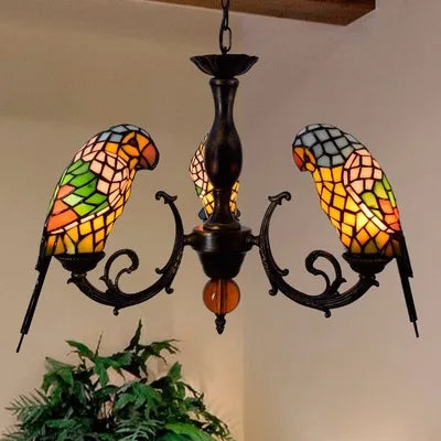 Design-Wandleuchte aus farbigem Glas mit Papageienmotiv - vue 12 sur 20