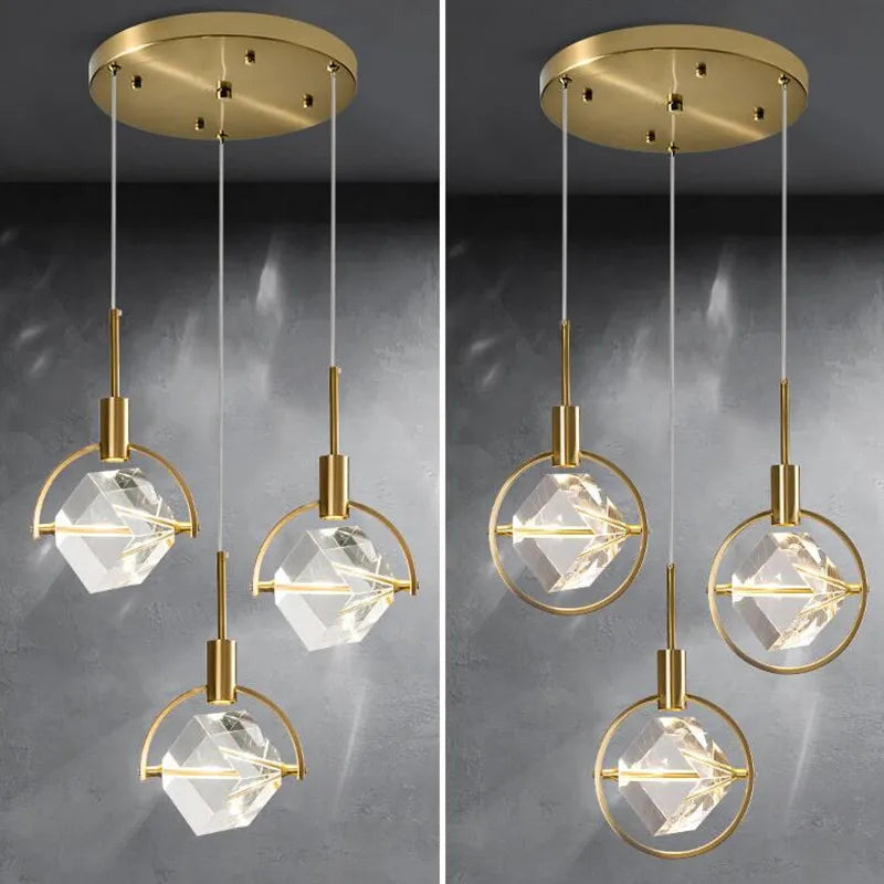 lampe nordique créative en cristal pour restaurant et bar