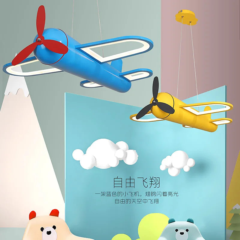 lustre moderne avion pour chambre d'enfants décoration lumineuse - vue 5 sur 8