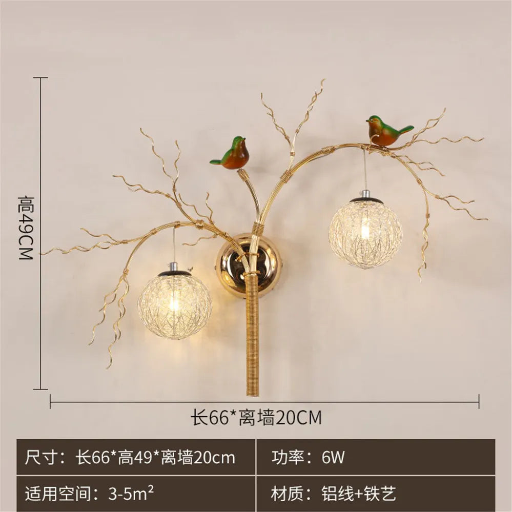 applique murale nordique en aluminium nid d'oiseau led romantique - vue 6 sur 11