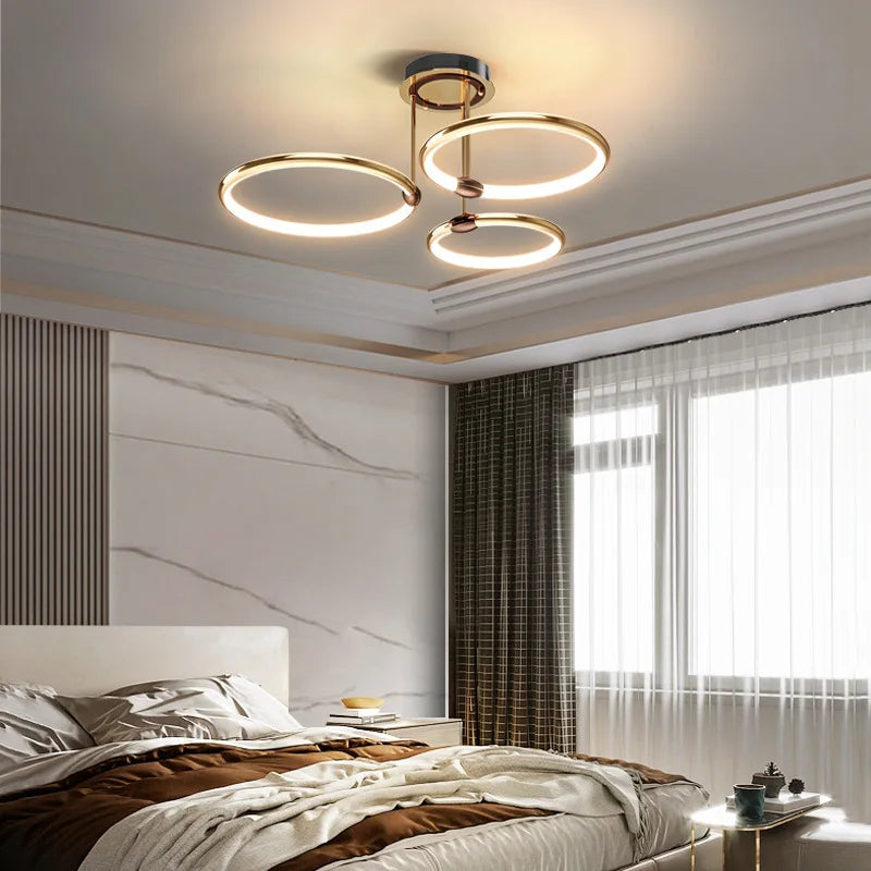 lustre led postmoderne à anneau pour décoration nordique moderne - vue 4 sur 10